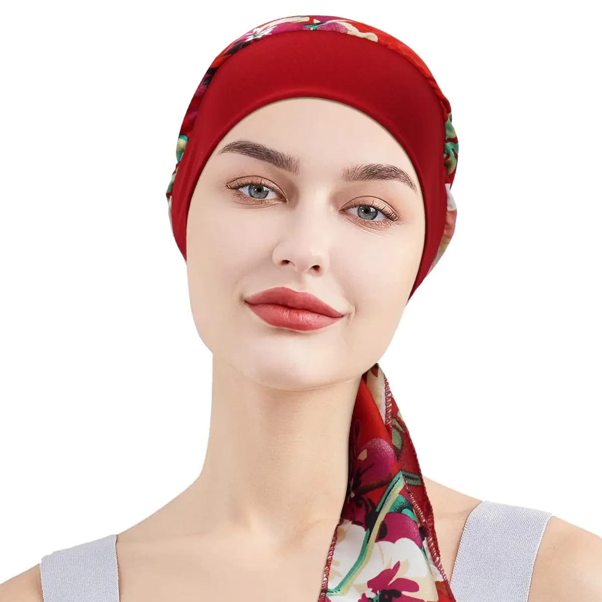 FADACHY Chemo Turban with Head Scarf for Women, Floral Red, One Size (40g) | Comfortable Headwear for Hair Loss - view 8