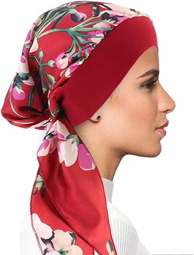 FADACHY Chemo Turban with Head Scarf for Women, Floral Red, One Size (40g) | Comfortable Headwear for Hair Loss - view 10