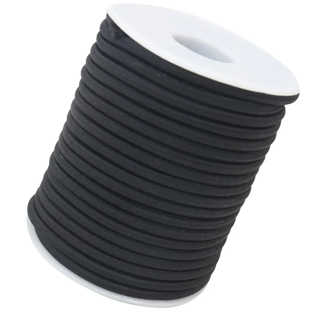 ZHFMLY Black Elastic Cord 4mm (5/32 inch) x 50ft | Heavy Duty Stretch Rope for DIY & Jewelry Making - view 3