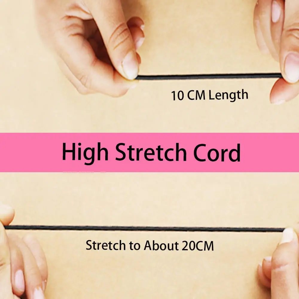 ZHFMLY Black Elastic Cord 4mm (5/32 inch) x 50ft | Heavy Duty Stretch Rope for DIY & Jewelry Making - view 4