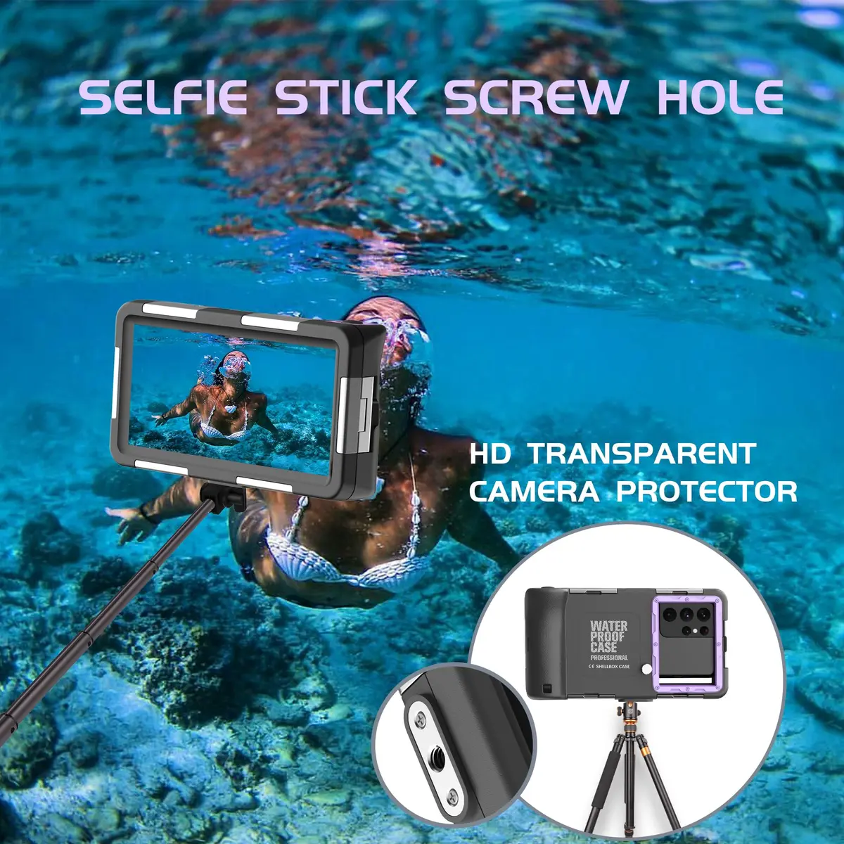ASKCFENV Universal Diving Phone Case Waterproof IP68 with Lanyard for iPhone Samsung 4.7‑6.9 inch - view 3