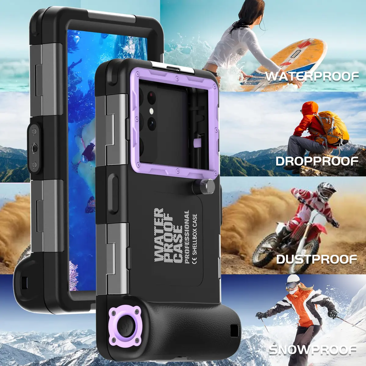 ASKCFENV Universal Diving Phone Case Waterproof IP68 with Lanyard for iPhone Samsung 4.7‑6.9 inch - view 4