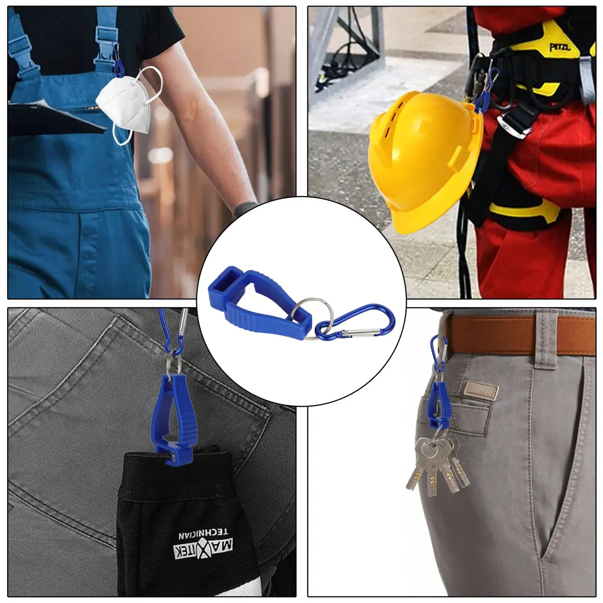 FVIEXE Blue 20PCS Glove Clips for Work | Heavy Duty Plastic & Metal Carabiner - view 5