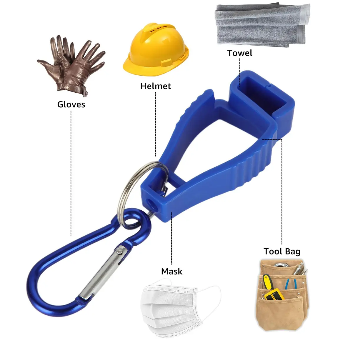 FVIEXE Blue 20PCS Glove Clips for Work | Heavy Duty Plastic & Metal Carabiner - view 6