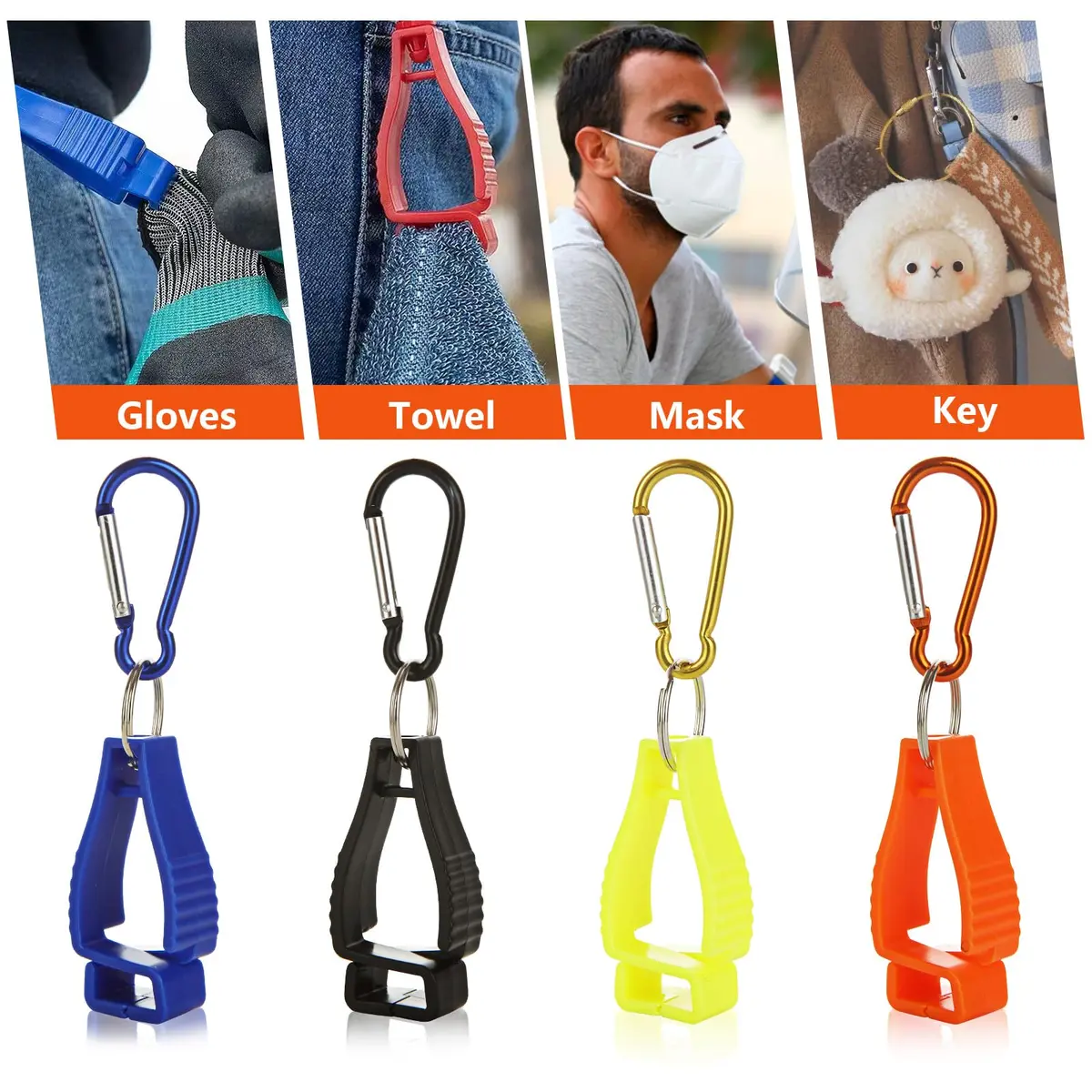 FVIEXE 20PCS Work Glove Clips with Metal Carabiner & Plastic Grip | 4 Colors - view 5