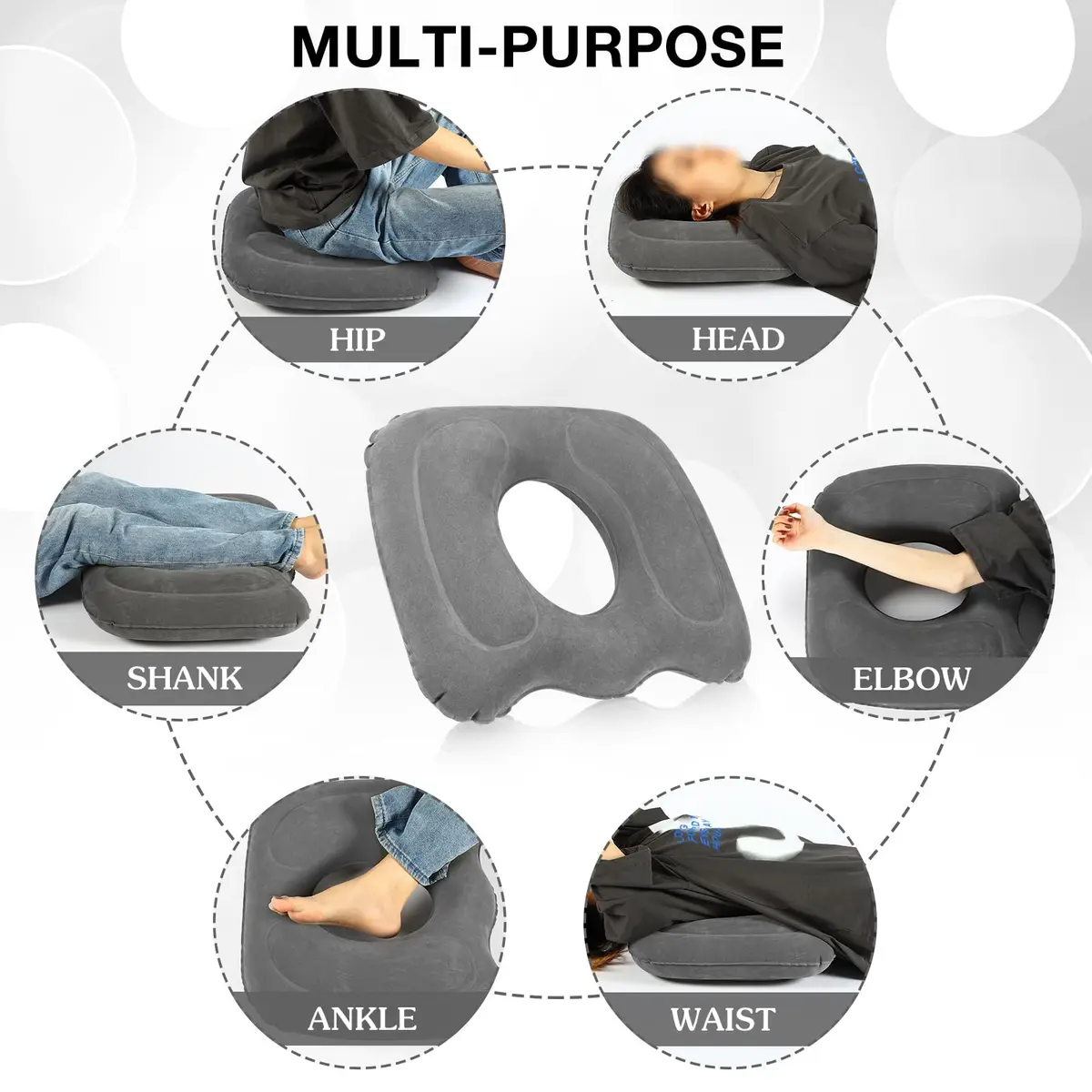 Leinuosen Inflatable Seat Cushion 18.1'' x 15.7'' x 4.7'' | Portable & Adjustable Comfort (70-120 chars) - view 7