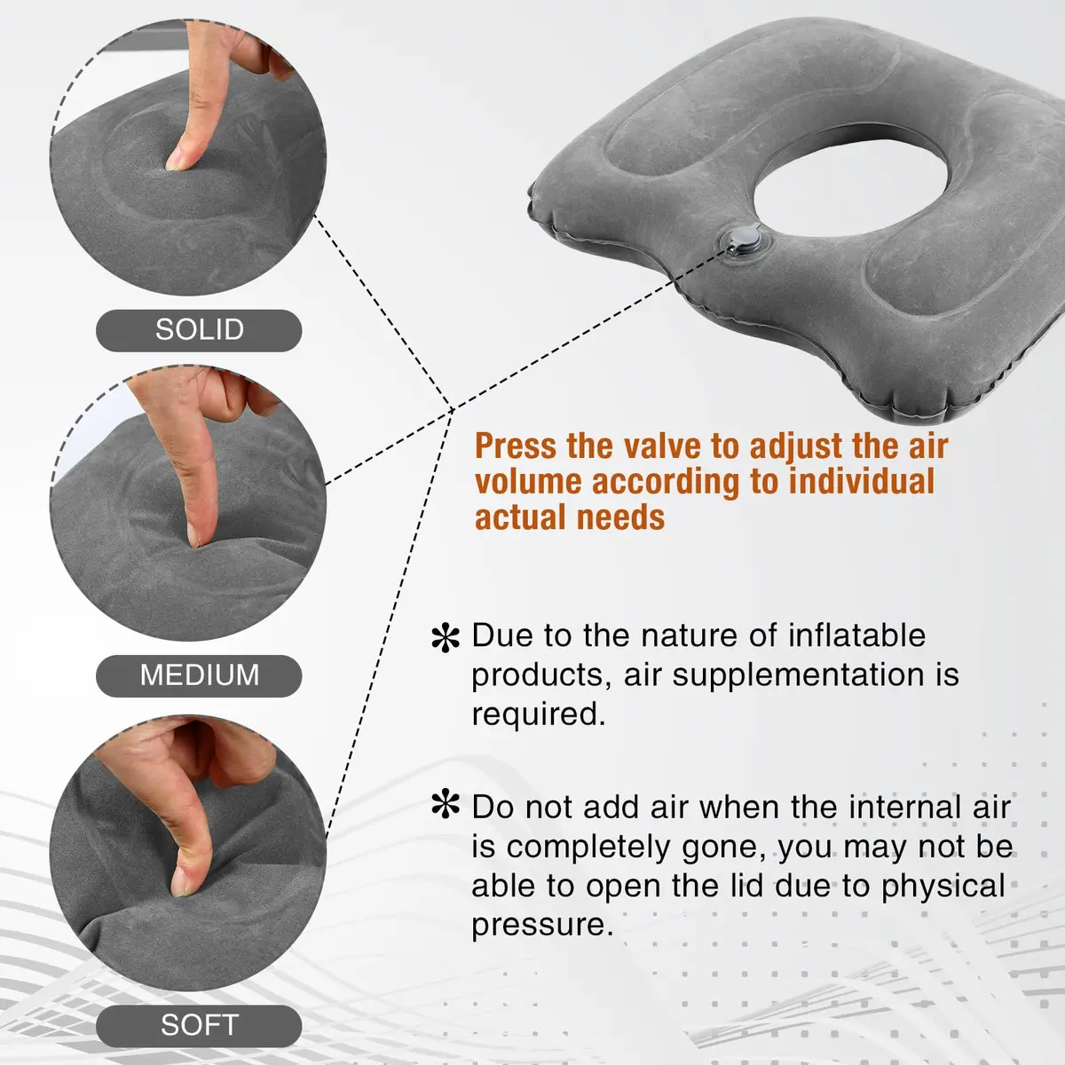 Leinuosen Inflatable Seat Cushion 18.1'' x 15.7'' x 4.7'' | Portable & Adjustable Comfort (70-120 chars) - view 3