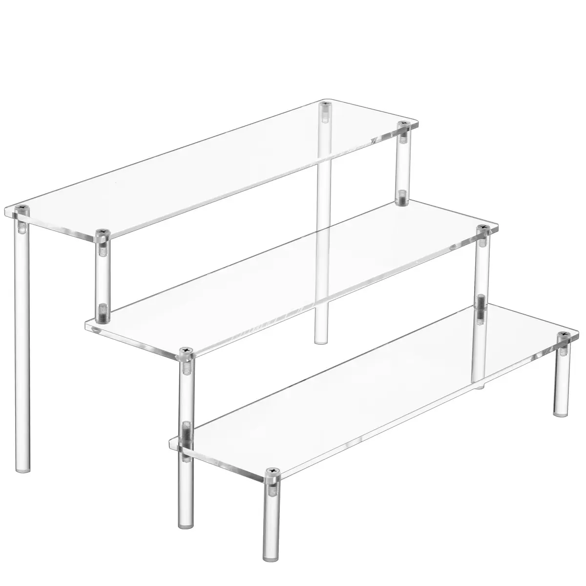HENABLE Large Acrylic Display Risers 3 Tier | Clear Acrylic Shelf Organizer for Food, Perfume & Collectibles - main product image