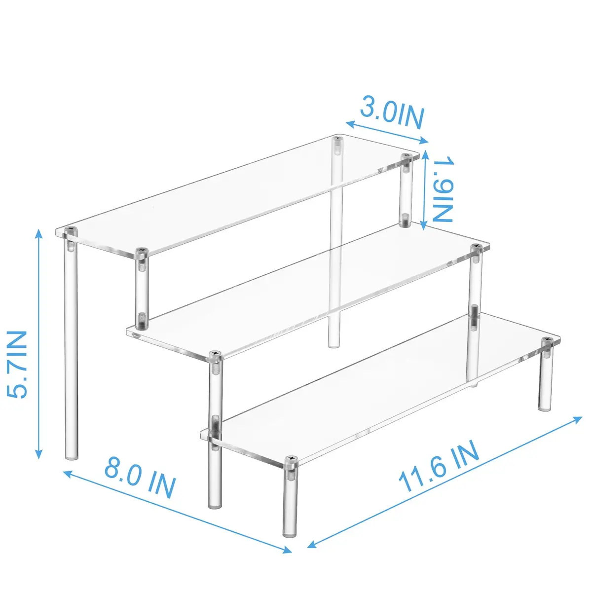 HENABLE Large Acrylic Display Risers 3 Tier | Clear Acrylic Shelf Organizer for Food, Perfume & Collectibles - view 5