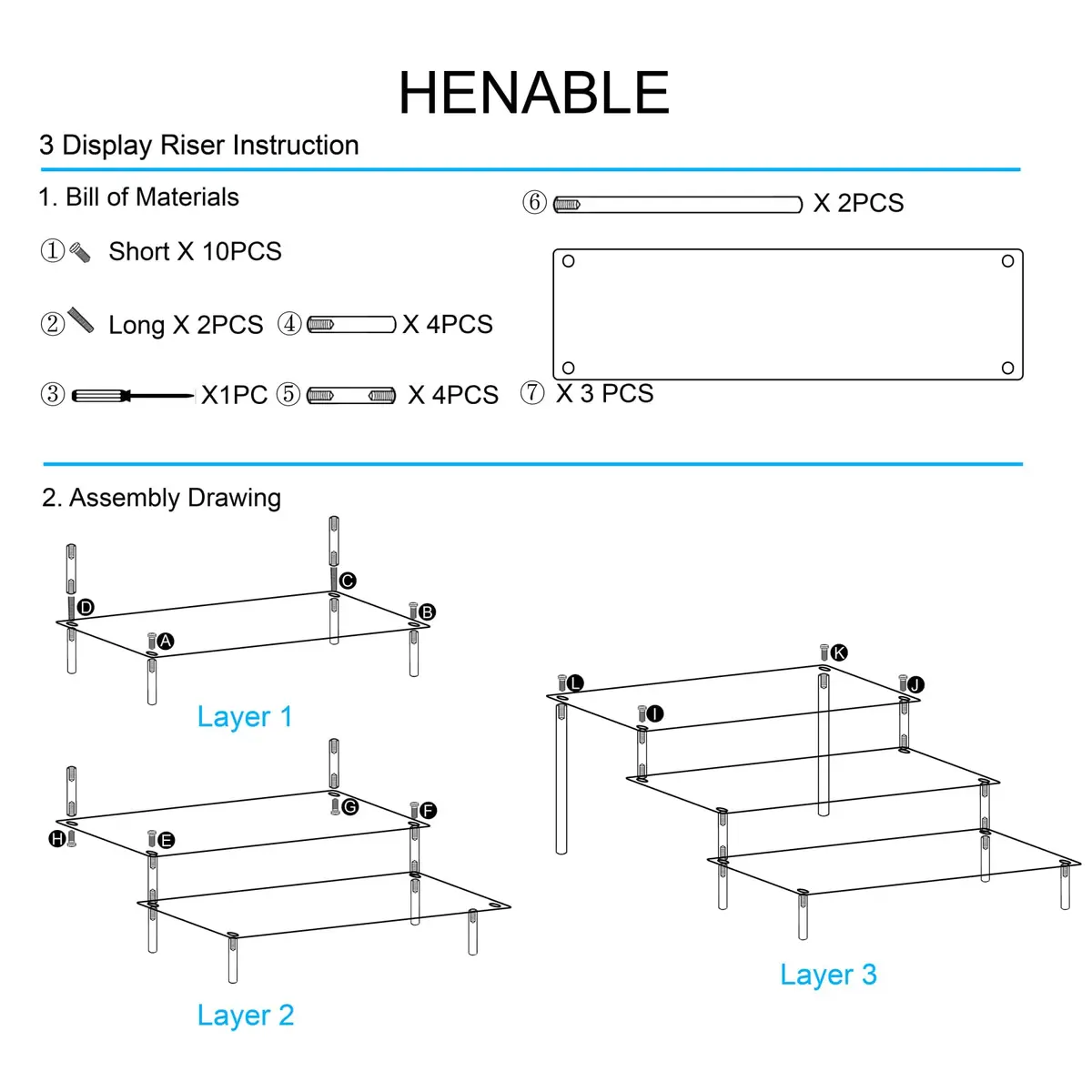 HENABLE Large Acrylic Display Risers 3 Tier | Clear Acrylic Shelf Organizer for Food, Perfume & Collectibles - view 6