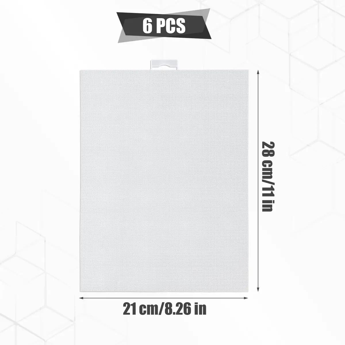 SAVITA 6pcs Plastic Mesh Canvas Sheets | 11x8.2 inch, White, Durable for Needlepoint & Crafts - view 2