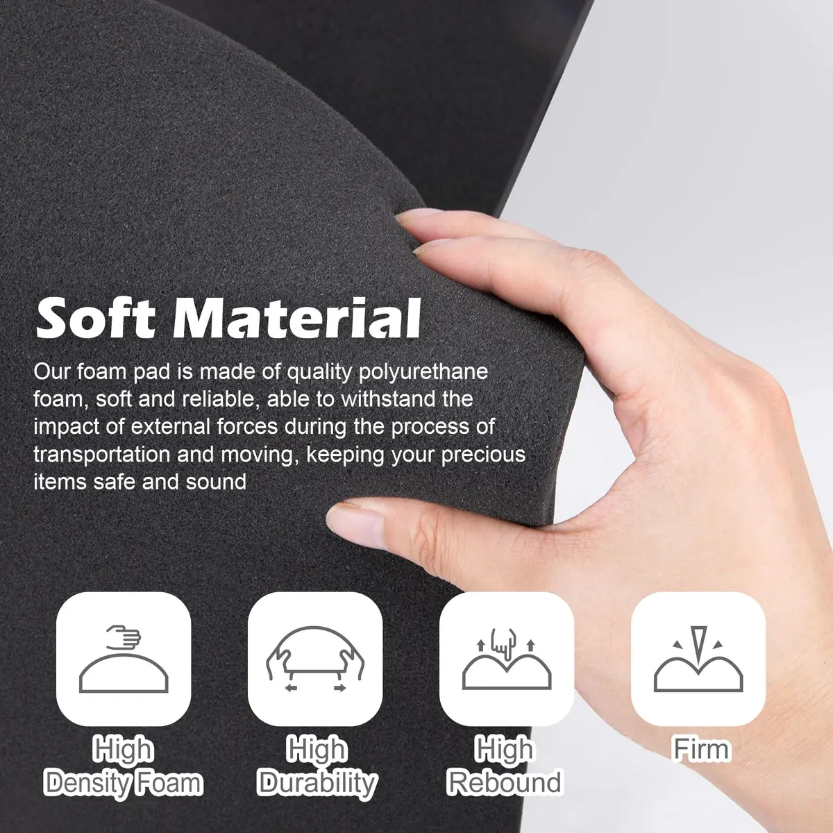 DECOHS Black Polyurethane Foam Sheet 3.81 cm (1.5 Inch) | 2 Pcs Cuttable Foam Inserts for Cases - view 4