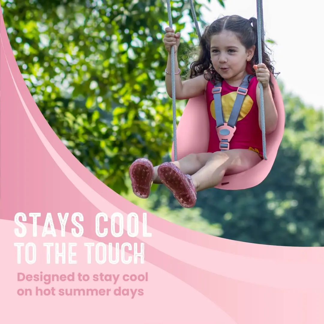 Swurfer Coconut Toddler Swing Rose Pink | Safe 3-Point Adjustable Harness, Easy Setup, Blister-Free Rope, Ages 6-36 Months - view 6