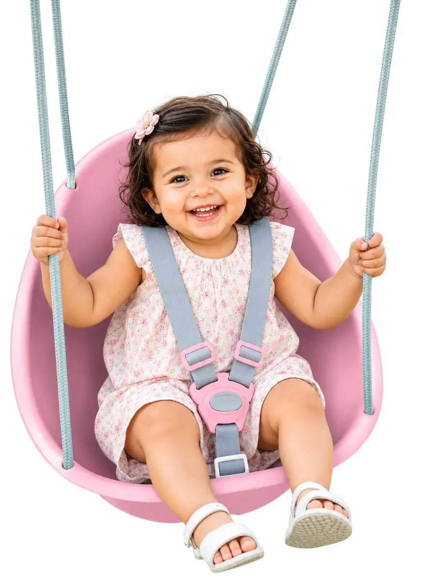 Swurfer Coconut Toddler Swing Rose Pink | Safe 3-Point Adjustable Harness, Easy Setup, Blister-Free Rope, Ages 6-36 Months - main product image