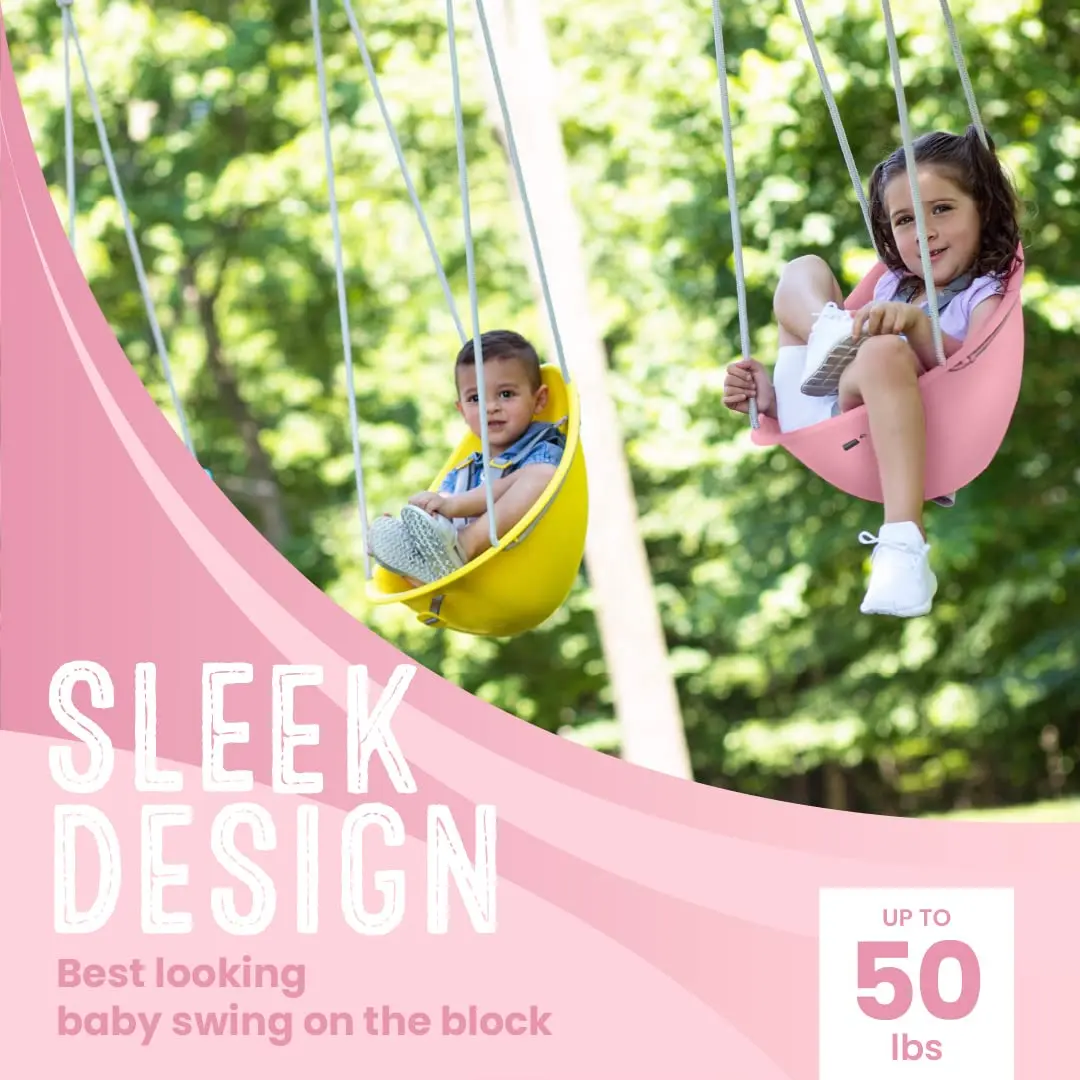 Swurfer Coconut Toddler Swing Rose Pink | Safe 3-Point Adjustable Harness, Easy Setup, Blister-Free Rope, Ages 6-36 Months - view 2
