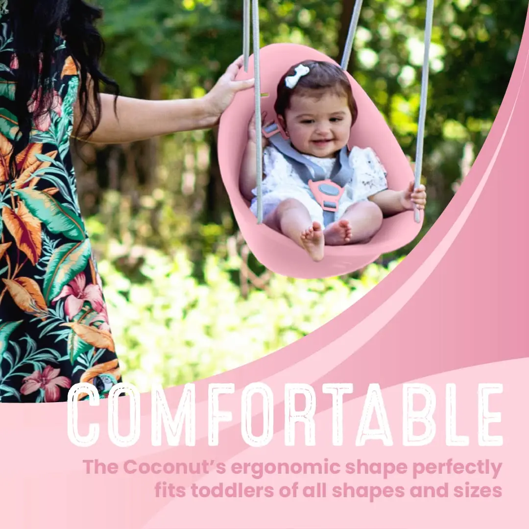 Swurfer Coconut Toddler Swing Rose Pink | Safe 3-Point Adjustable Harness, Easy Setup, Blister-Free Rope, Ages 6-36 Months - view 3