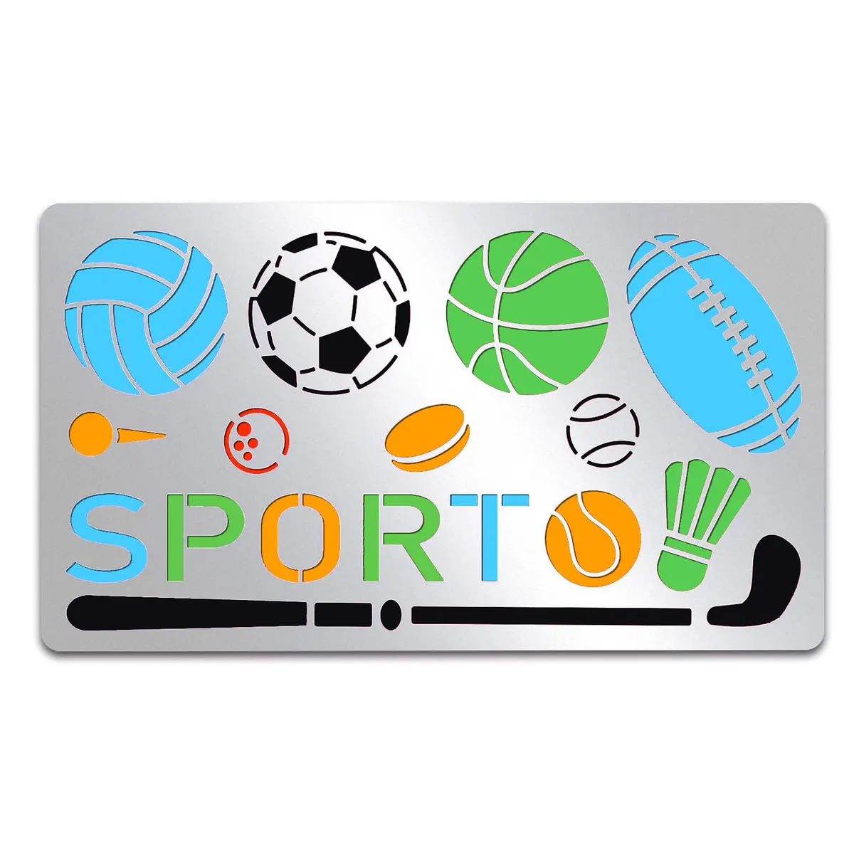 INFUNLY Metal Sport Ball Stencil 4x7 inches (10x18 cm) | Reusable Stainless Steel Sports Stencils for Painting - view 9