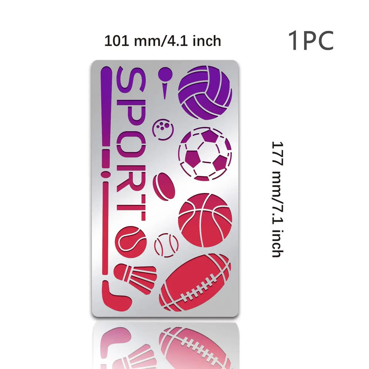 INFUNLY Metal Sport Ball Stencil 4x7 inches (10x18 cm) | Reusable Stainless Steel Sports Stencils for Painting - view 4
