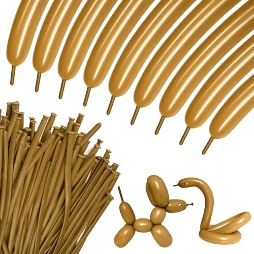 KUULBELA 100Pcs Brown Modeling Balloons for Garland & Animals, 6-inch x 8-inch (100 Count) - main product image