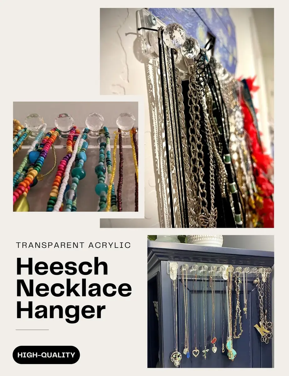 Heesch Necklace Hanger Wall Mount Jewelry Organizer 6.7 x 1.4 Inch Clear 4 Pack | Acrylic Necklace Holder for Women - view 4