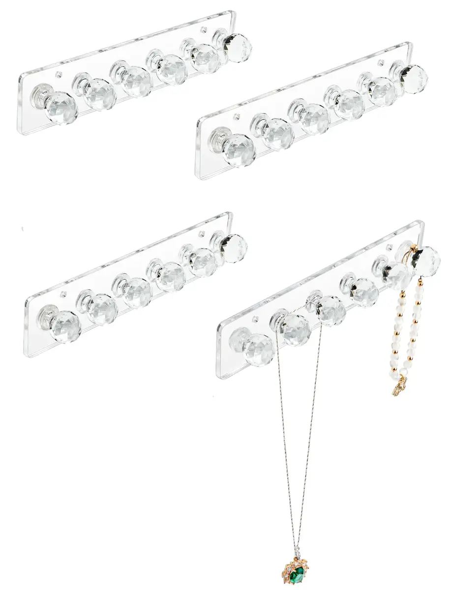 Heesch Necklace Hanger Wall Mount Jewelry Organizer 6.7 x 1.4 Inch Clear 4 Pack | Acrylic Necklace Holder for Women - main product image