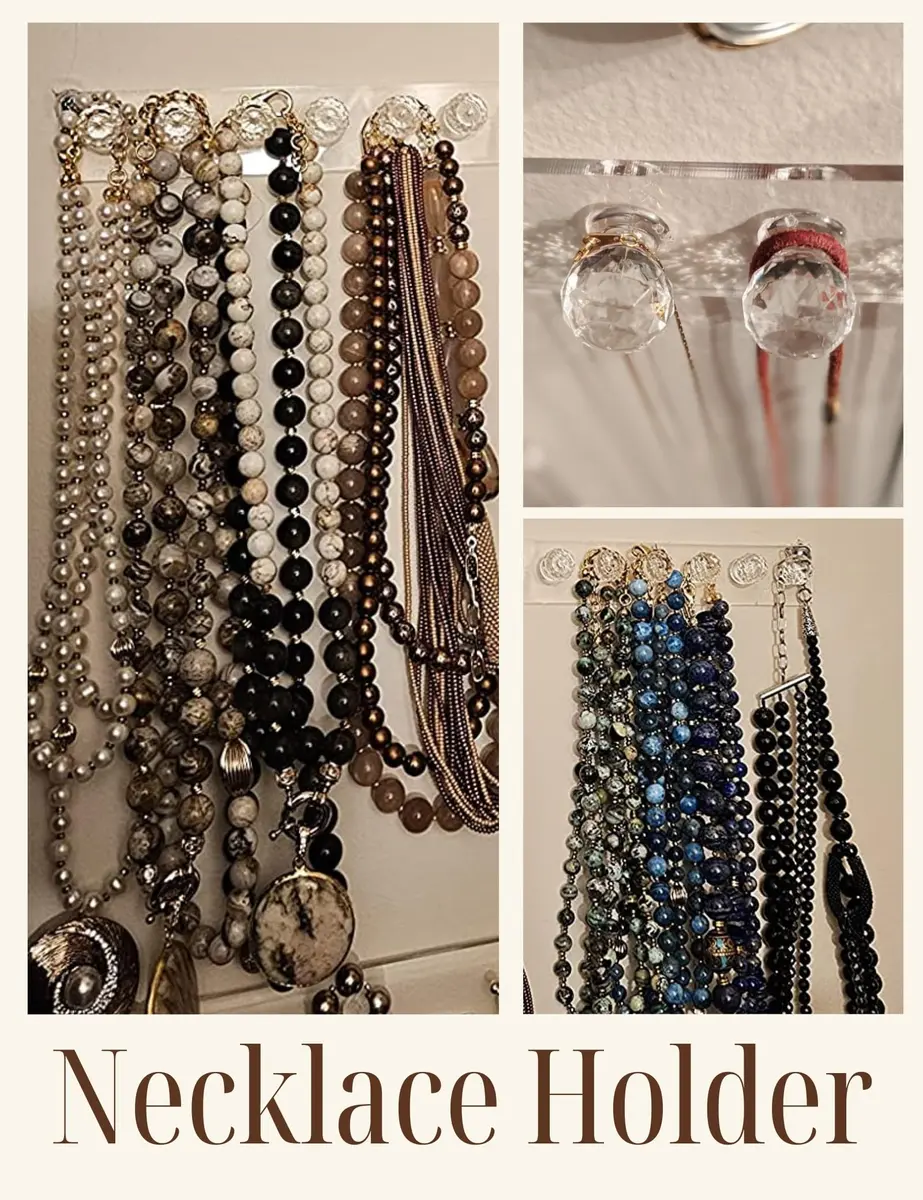 Heesch Necklace Hanger Wall Mount Jewelry Organizer 6.7 x 1.4 Inch Clear 4 Pack | Acrylic Necklace Holder for Women - view 3