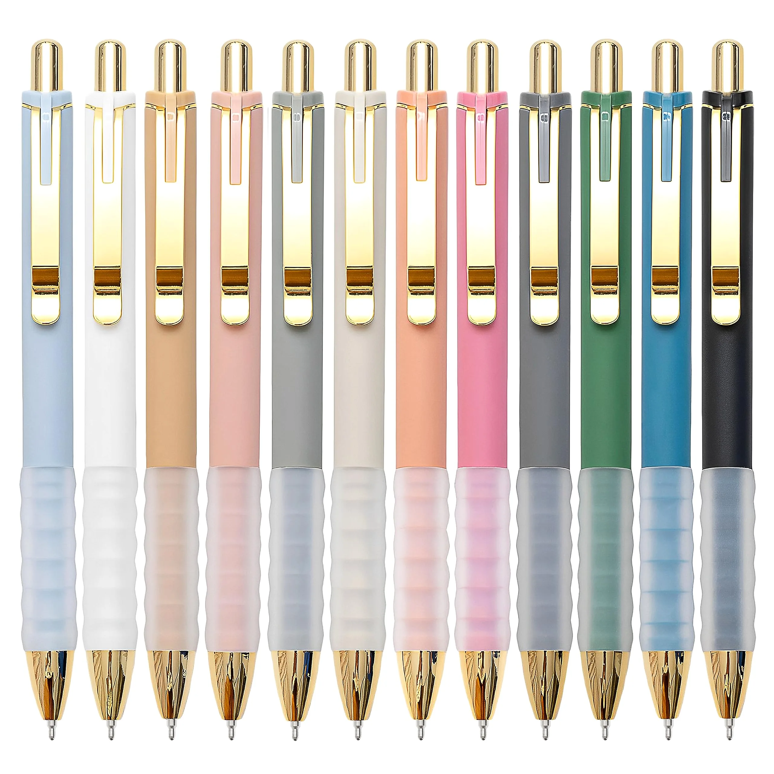 Linbsunne Gold Ballpoint Pens with Soft Grip, 1.0mm Medium Point, Pack of 12 | Smooth Ink Flow Writing Instrument - main product image
