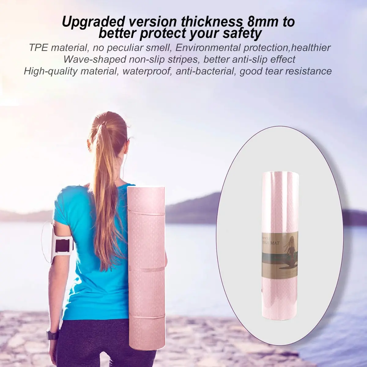 QMKGEC Yoga Mat 8mm Thick Non-Slip | Eco-Friendly TPE Workout Mat for Yoga & Pilates - view 5