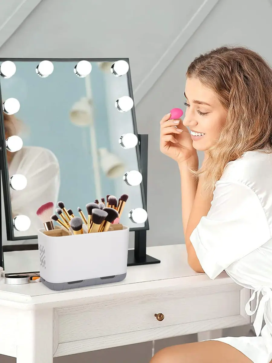 GFWARE Bamboo Divider Toothbrush Holder for Bathrooms | 5 Slots, Detachable, White - view 8