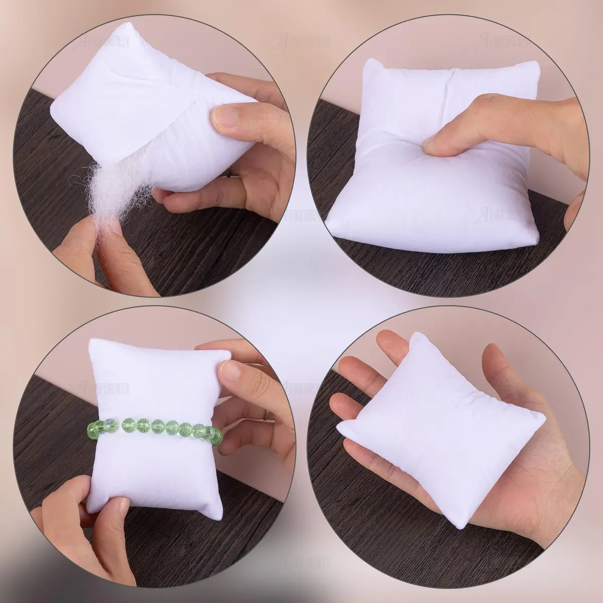 AUEAR White Velvet Watch Pillows Small Jewelry Displays Pillow Bracelet Bangle Cushions Display for Gift Box, 8.1 cm (3.19 Inch) - view 6