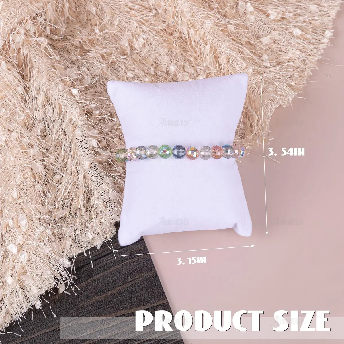 AUEAR White Velvet Watch Pillows Small Jewelry Displays Pillow Bracelet Bangle Cushions Display for Gift Box, 8.1 cm (3.19 Inch) - view 2