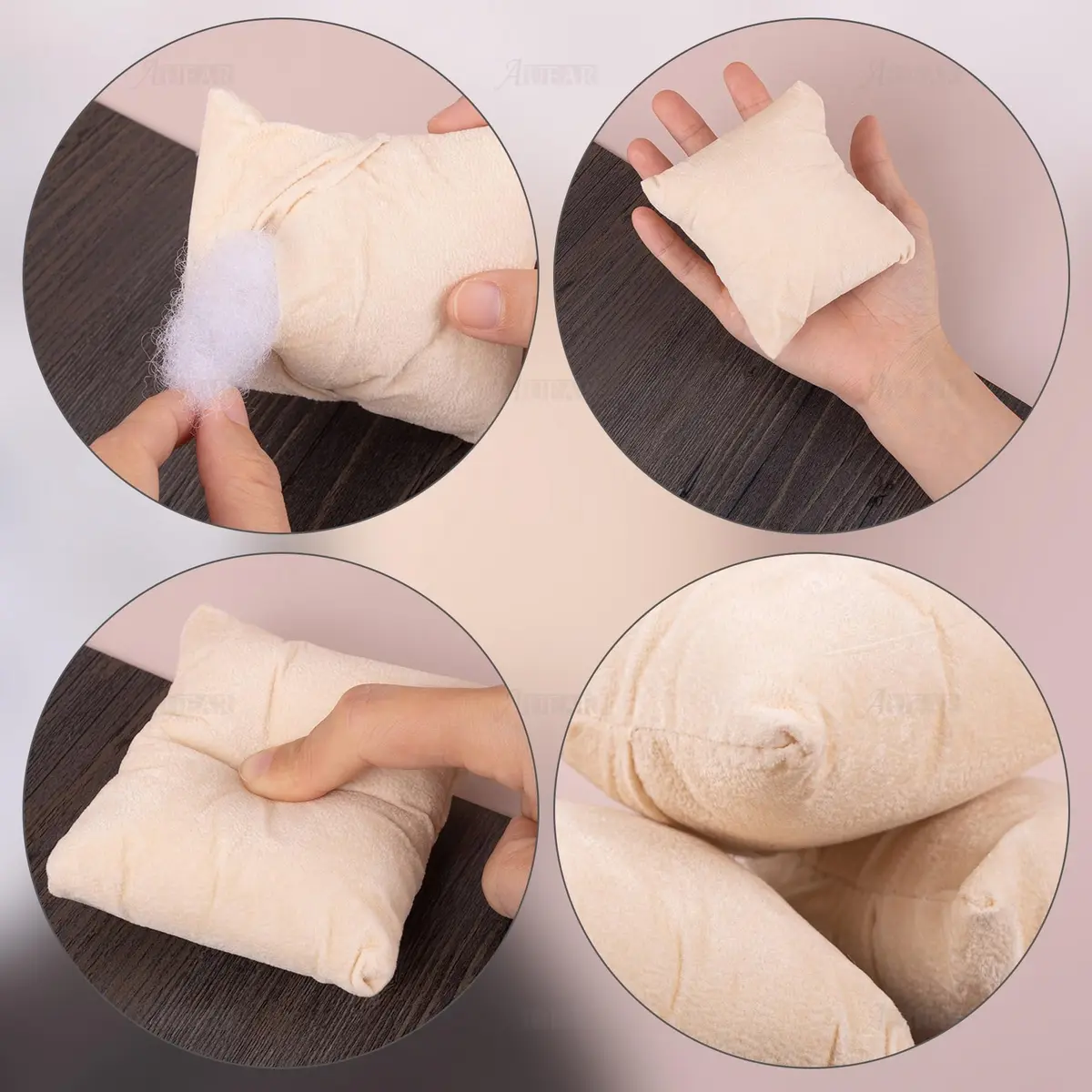 AUEAR Beige Velvet Watch Pillows for Jewelry Display | 10 Pack, 8.1cm x 7cm - view 6