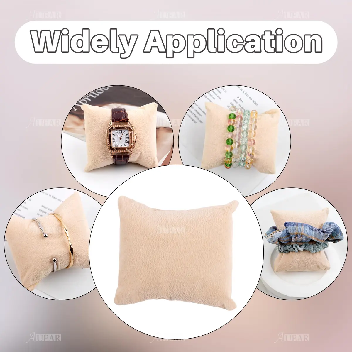 AUEAR Beige Velvet Watch Pillows for Jewelry Display | 10 Pack, 8.1cm x 7cm - view 7