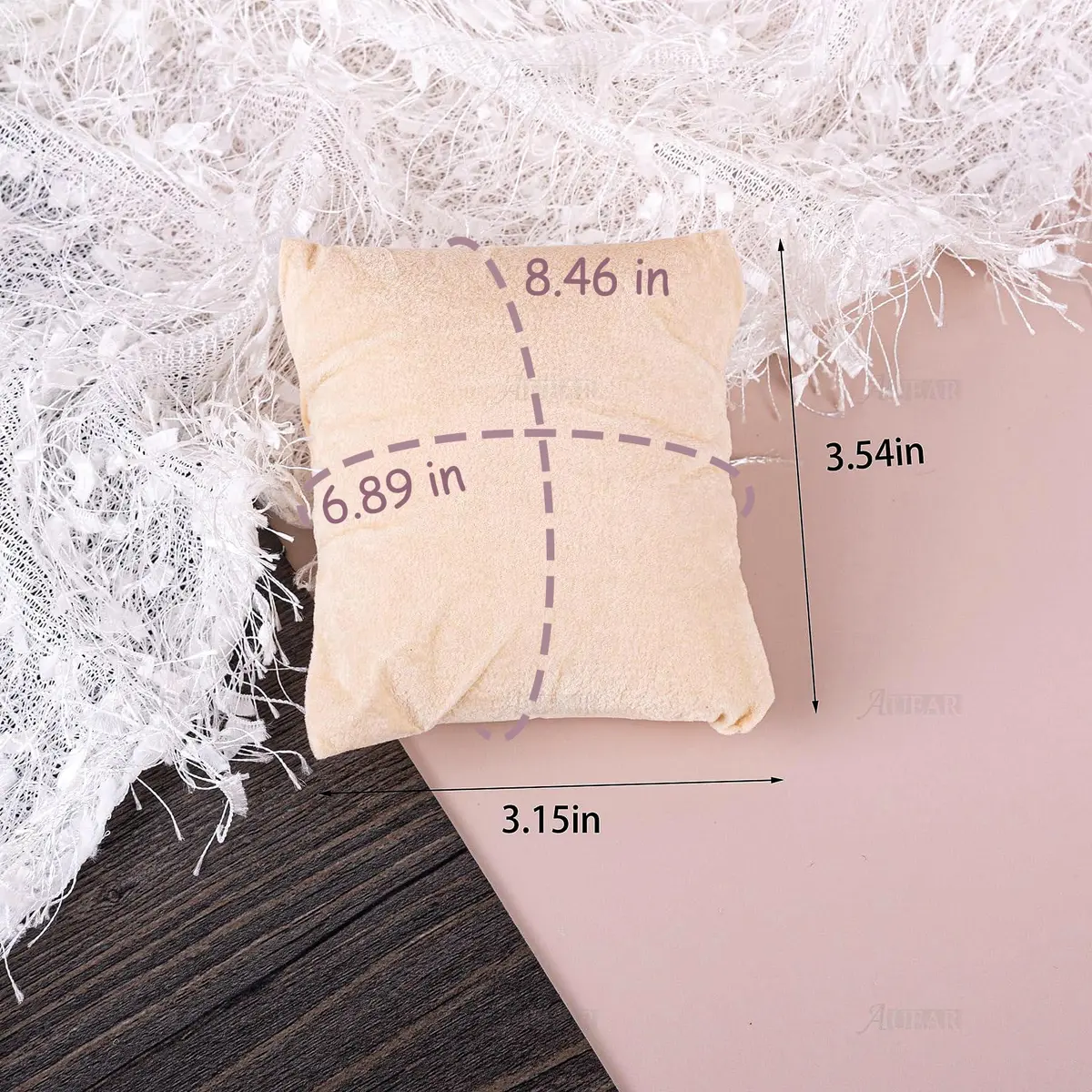 AUEAR Beige Velvet Watch Pillows for Jewelry Display | 10 Pack, 8.1cm x 7cm - view 2