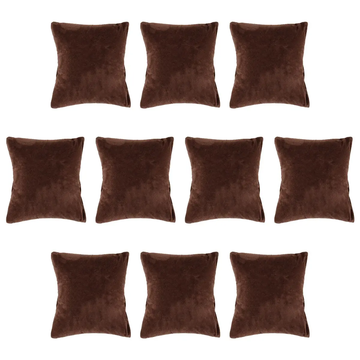 AUEAR Brown Velvet Watch Pillows 8.9cm x 8cm (3.54" x 3.15") | 10 Pack Jewelry Display Cushions for Bracelets & Bangles - main product image