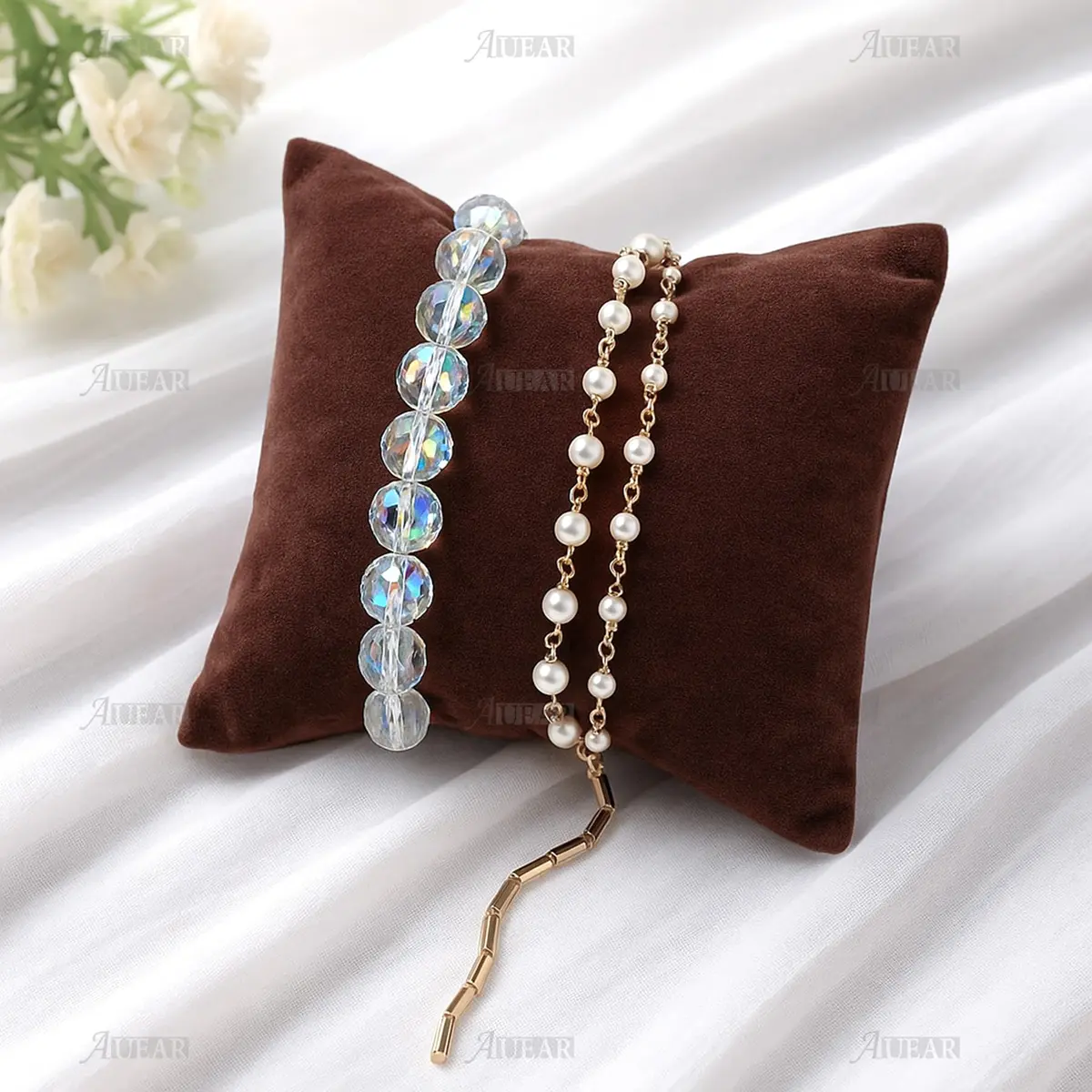 AUEAR Brown Velvet Watch Pillows 8.9cm x 8cm (3.54" x 3.15") | 10 Pack Jewelry Display Cushions for Bracelets & Bangles - view 6
