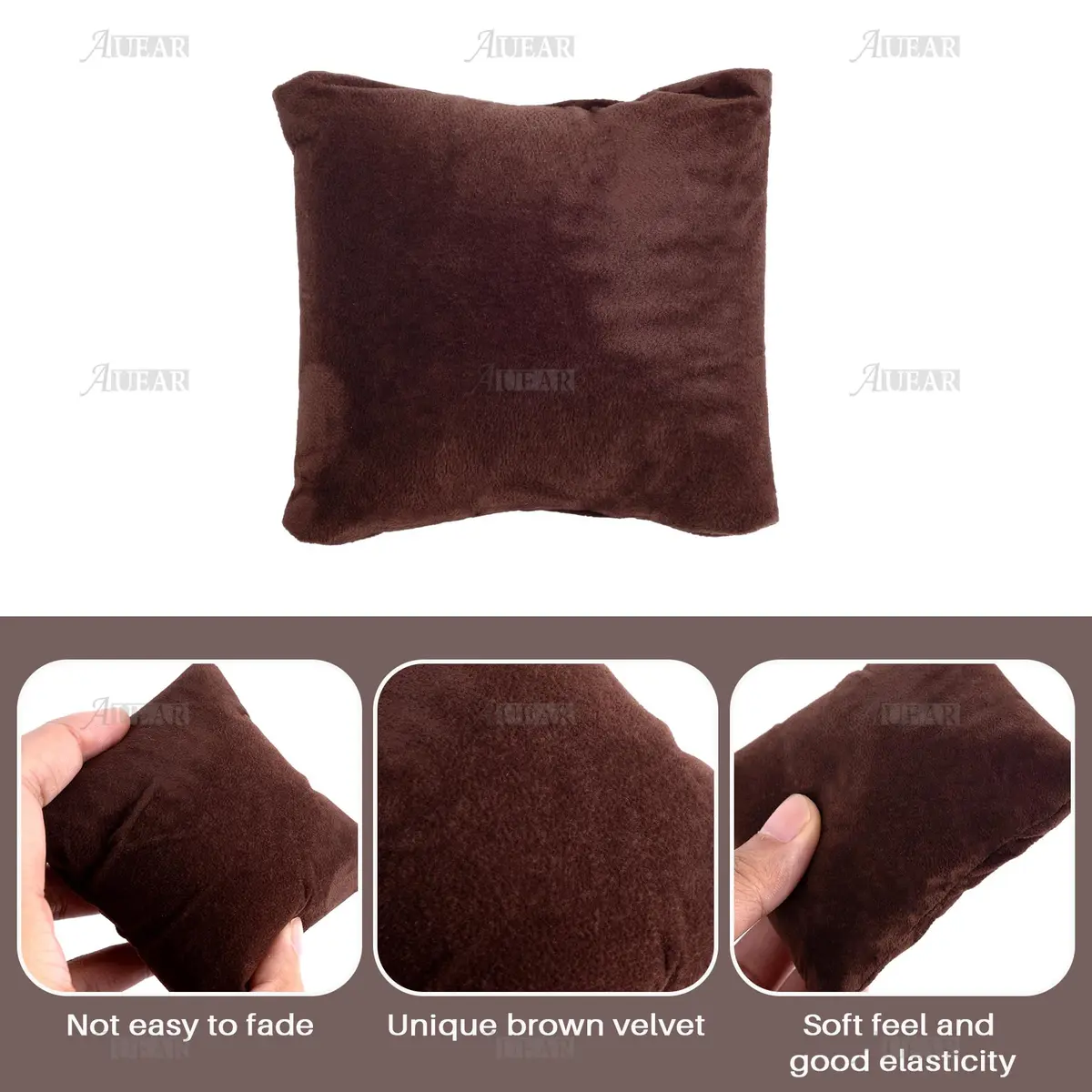 AUEAR Brown Velvet Watch Pillows 8.9cm x 8cm (3.54" x 3.15") | 10 Pack Jewelry Display Cushions for Bracelets & Bangles - view 3