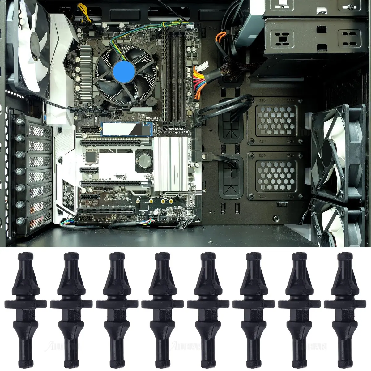 AUEAR 50 Pack 30mm Silicone Anti-Vibration Screws for PC Case Fans | Reduce Noise & Vibration - view 2