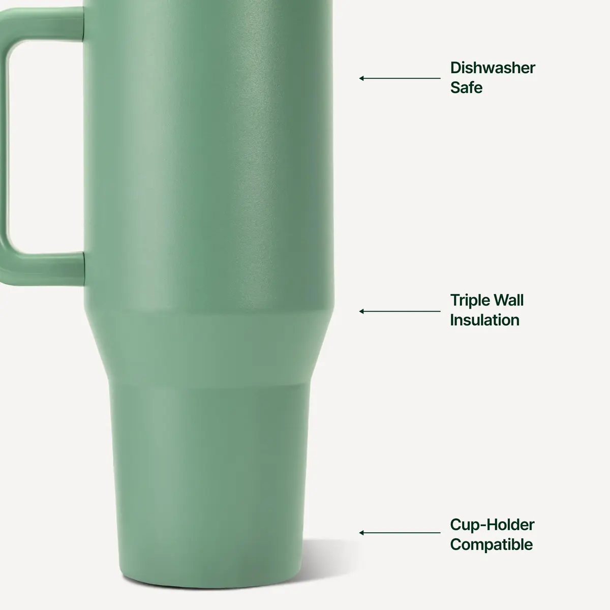 HydroJug Traveler 40oz Insulated Water Bottle with Handle | Leakproof, Triple Wall Stainless Steel, Sage - view 3