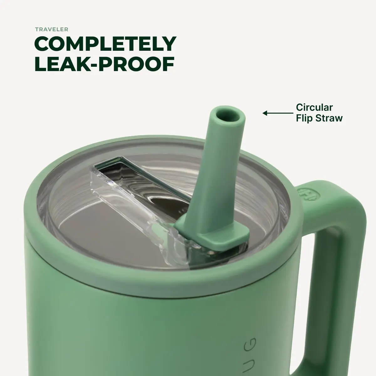HydroJug Traveler 40oz Insulated Water Bottle with Handle | Leakproof, Triple Wall Stainless Steel, Sage - view 4