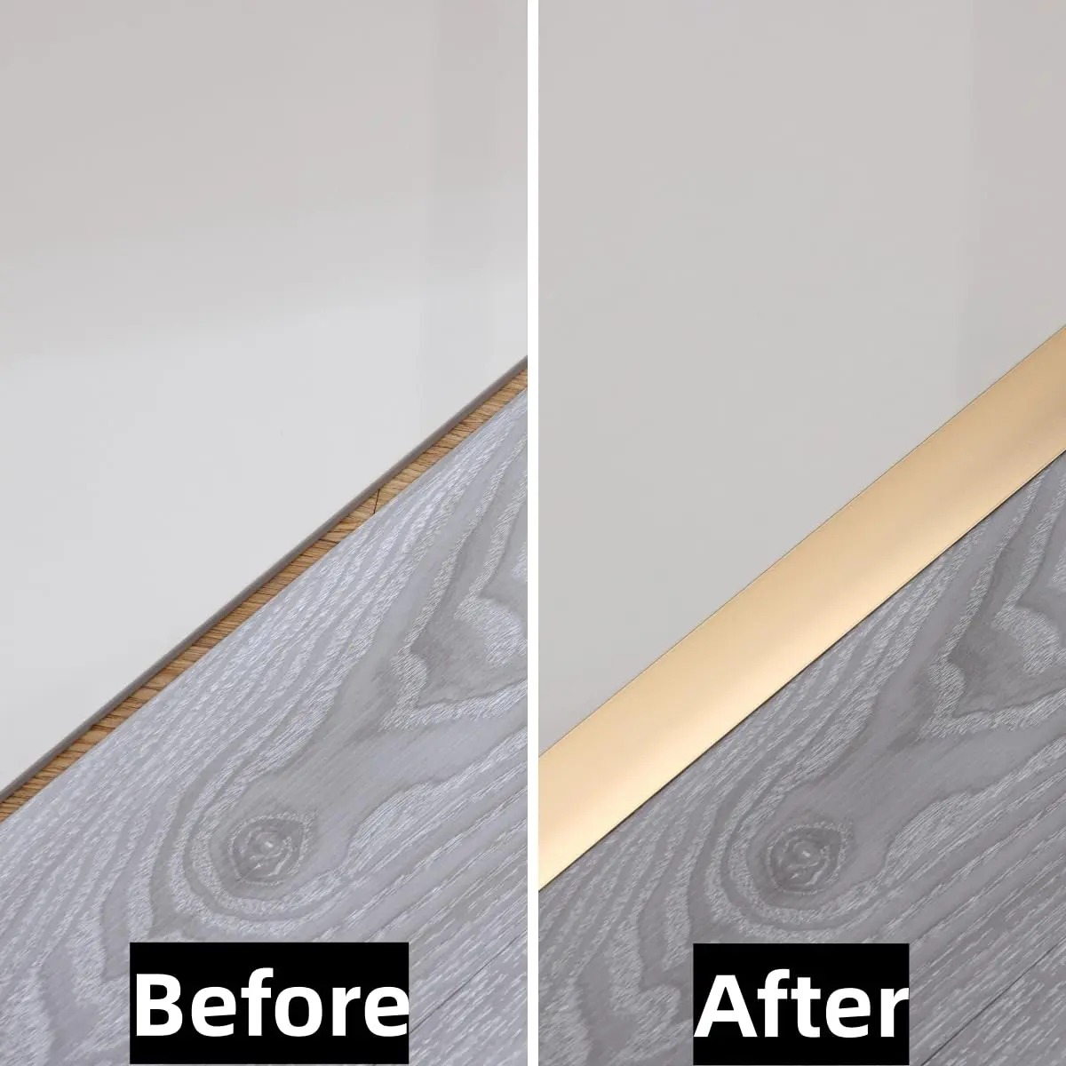 Gaahing Aluminum T Molding Floor Transition Strip 2.9ft (0.9m) x 0.8in (2cm) Matte Gold | 3-Pack for Laminate, Vinyl, Rubber Flooring - view 5