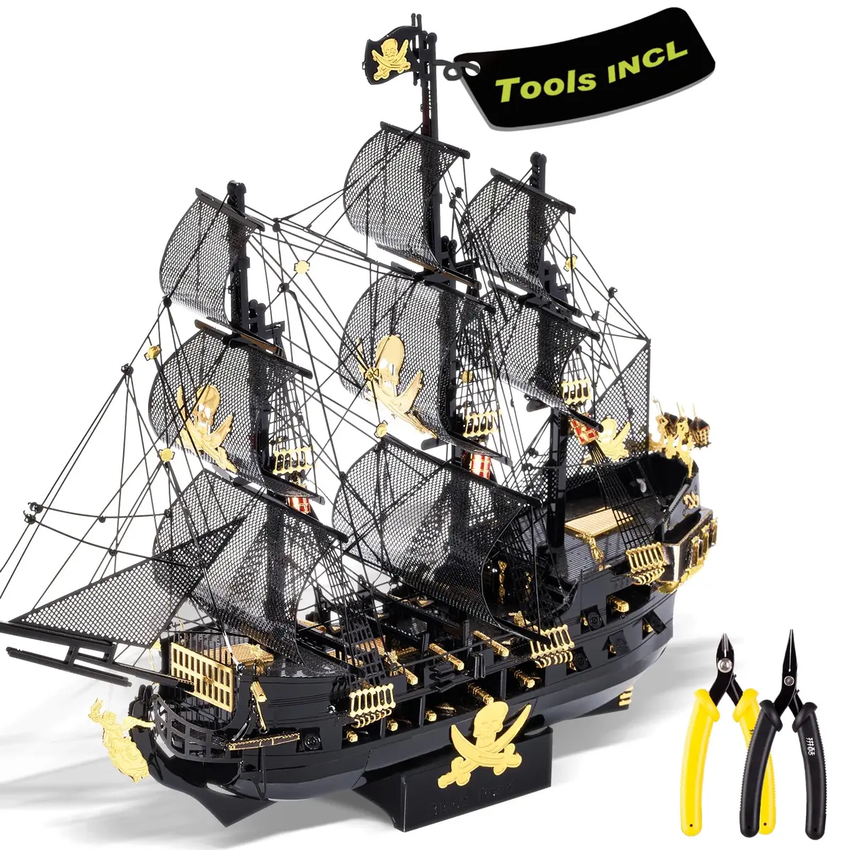 Piececool Art_Craft_Kit 3D Metal Puzzle Ship | Nautical Model for Adults (15x3.7x12cm) - main product image
