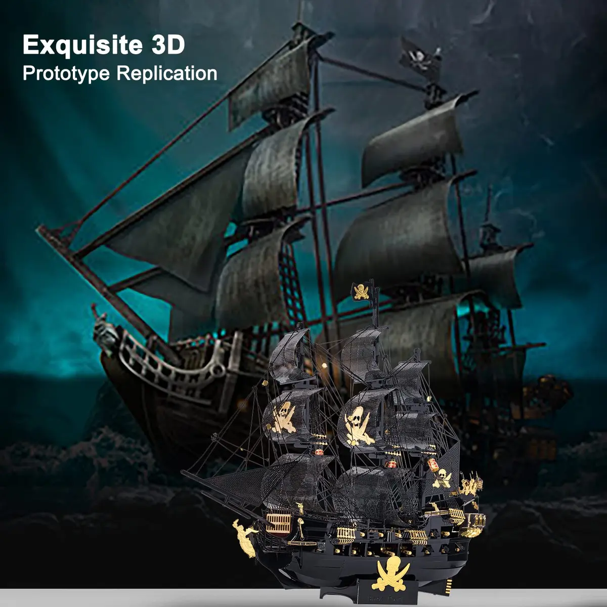 Piececool Art_Craft_Kit 3D Metal Puzzle Ship | Nautical Model for Adults (15x3.7x12cm) - view 5