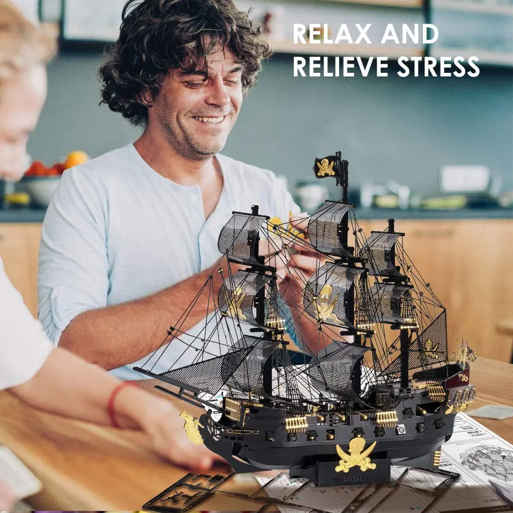 Piececool Art_Craft_Kit 3D Metal Puzzle Ship | Nautical Model for Adults (15x3.7x12cm) - view 3