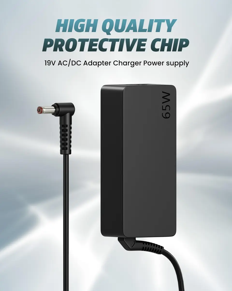 NOJIMU 65W AC Adapter 19V 3.42A 5.5x2.5mm Connector | Replacement Power Cord for Asus & HP Monitors - view 5