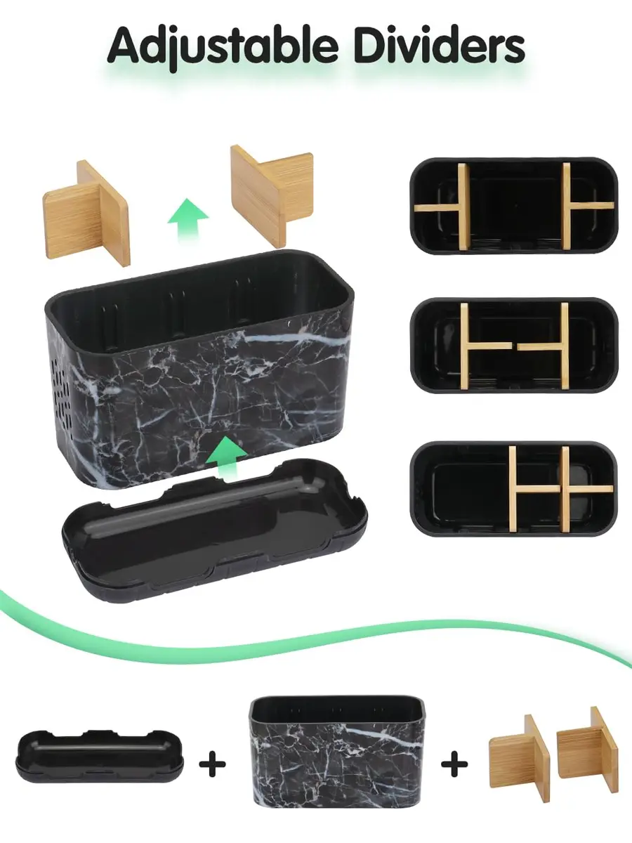 GFWARE Marble Toothbrush Holder with 5 Slots & Drainage, Large Countertop Organizer | Bathroom & Vanity Stand - view 7