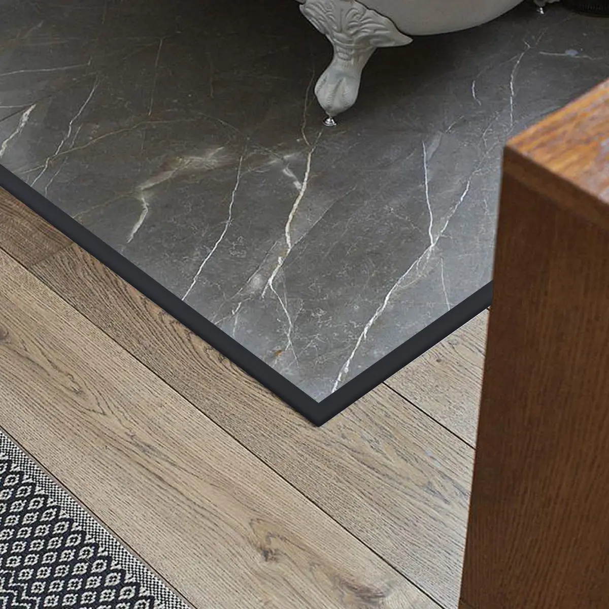 Gaahing Matte Black Aluminum T Molding Floor Transition Strip 2.7m (8.7ft) | Seamless Flooring Edging - view 4