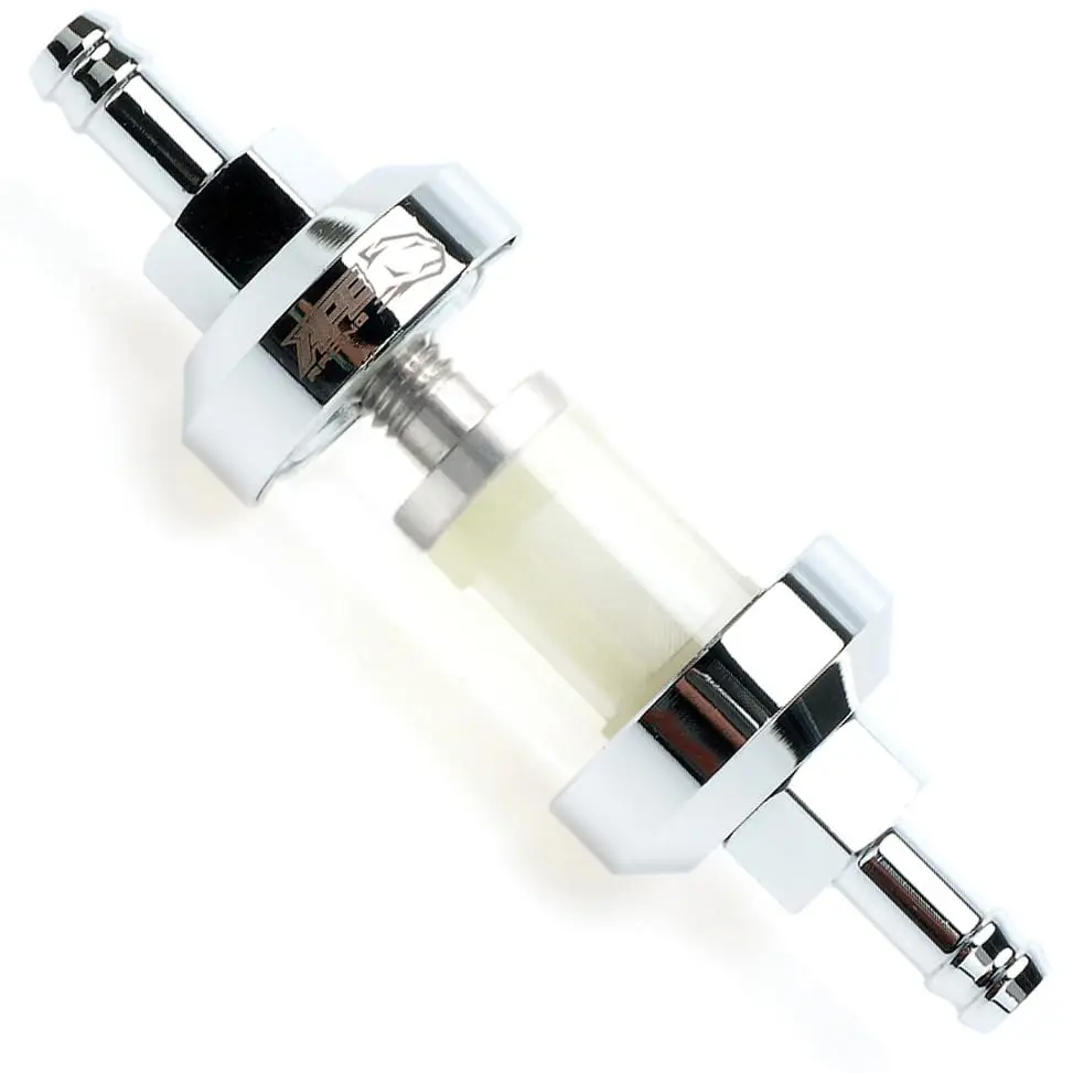 APE RACING Upgraded Billet Aluminum Fuel Filter 1/4" Inline, Chrome | Corrosion Resistance, Washable, High Flow - view 2