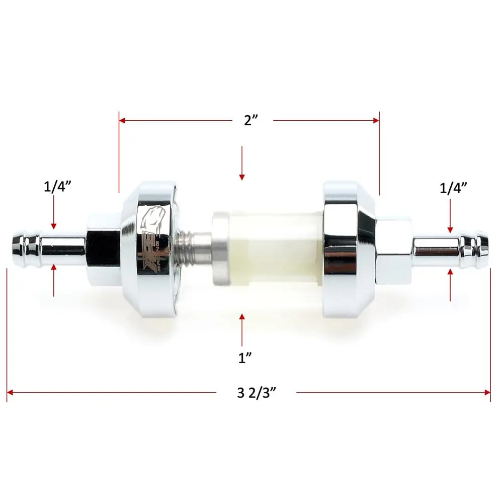 APE RACING Upgraded Billet Aluminum Fuel Filter 1/4" Inline, Chrome | Corrosion Resistance, Washable, High Flow - view 5