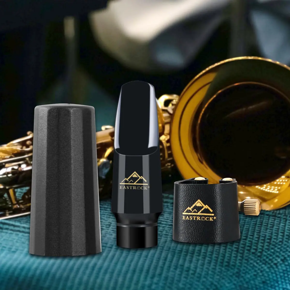EASTROCK Alto Saxophone Mouthpiece Kit with Leather Ligature & Cap, Black | Professional Musical Instrument Accessory for Beginners & Musicians - view 5